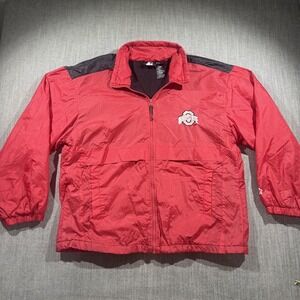 Ohio State Buckeyes Jacket Mens XL Red NCAA Football Starter Full Zip Spell out